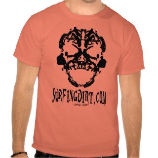 Surfing Dirt Skull on orange Tshirt