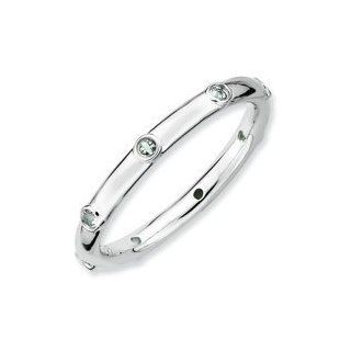 Stackable Expressions Sterling Silver Bezel Set Genuine Aquamarine Band, Size: 10: Jewelry