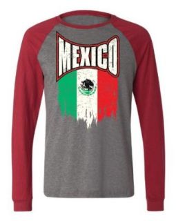 Emo Men's Mexican Pride, Mexico Faded Flag Baseball Shirt: Clothing