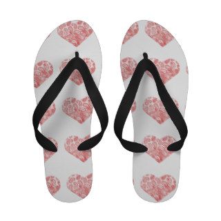 Coral Pink Paisley Heart Sandals