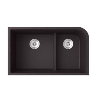 Swan Undermount Granite 32x21x9 0 Hole Low Divide Double Bowl Kitchen Sink in Nero QU03322LD.077