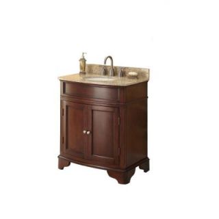 31 in. W x 35 in. H x 20 in. D Vanity in Cherry with Marble Vanity Top in Cream and White Basin MD V1218
