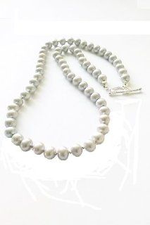 Sterling Silver Gray Freshwater Pearl Necklace, Handknotted, 7mm, 18 Inches: Pam Jewelry: Jewelry