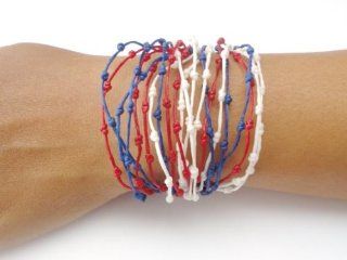 Thai Buddhist Fair Trade Woman's Red White Blue Buddhist Wristband Bracelet: Everything Else