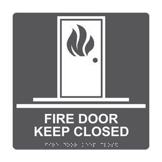 ADA Fire Door Keep Closed Braille Sign RRE 255 99 WHTonCHGRY : Business And Store Signs : Office Products