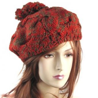 Cute Knitted Pom Pom Hat, Orange and Brown at  Womens Clothing store