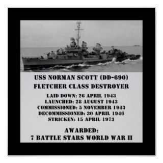 USS NORMAN SCOTT (DD 690) POSTER