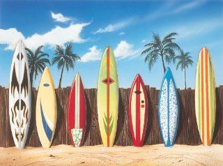 Brewster Round the World 259 72071 Pre pasted Wall Mural Surfboard Scene, 72 Inch Height x 108 Inch Width   Wall Decor Stickers  