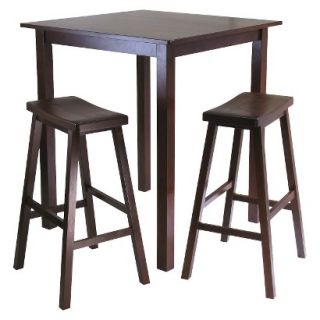 Bar Height Table Set: Winsome Parkland High Table with 2 Stools   Antique Brown