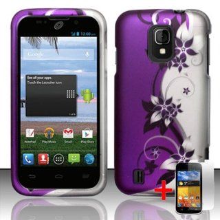 ZTE MAJESTY Z796C PURPLE SILVER FLOWER VINE COVER HARD CASE + FREE SCREEN PROTECTOR from [ACCESSORY ARENA]: Cell Phones & Accessories