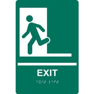 ADA Exit Left Braille Sign RRE 243 WHTonPNGRN Enter / Exit  Business And Store Signs 