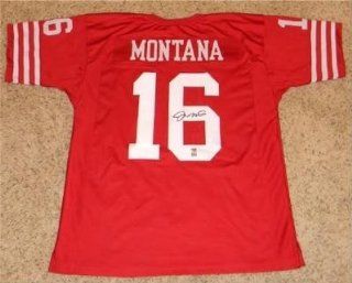 Joe Montana Autographed Jersey   Red Mounted Memories   Autographed NFL Jerseys: Sports Collectibles
