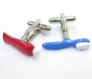 Doctor of Dentistry Dentist Enamel Tooth Brush and Paste Cufflinks Cuff Links: Jewelry