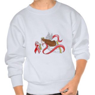 "Red Ribbon" Awareness Angel Pull Over Sweatshirts