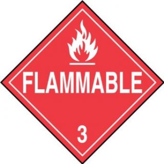 Accuform Signs MPL301VS1 Adhesive Vinyl Hazard Class 3 DOT Placard, Legend "FLAMMABLE 3" with Graphic, 10 3/4" Width x 10 3/4" Length, White on Red: Industrial Warning Signs: Industrial & Scientific