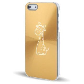 Apple iPhone 5 5S Gold 5C66 Aluminum Plated Hard Back Case Cover Cute Giraffe Cartoon Cell Phones & Accessories