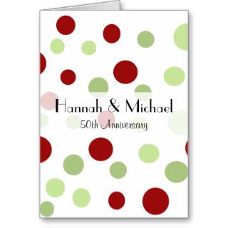 Anniversary Chic Retro Dots Spots Red Green Greeting Card