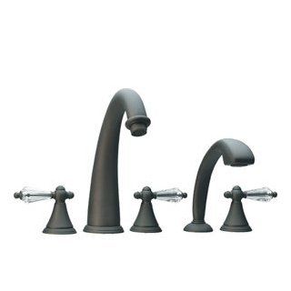 Santec 2255KC TM45 45 Satin Bronze Bathroom Faucets 3 PC Roman Tub Filler Faucet With Hand Shower & Crystal Handle   Bathtub And Showerhead Faucet Systems  