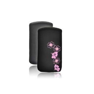 Foxchip   Etui Souple de couleur Noir avec motif Fleur Rose taille XL 124 x 65 x 12 mm   3610008878692: Electronics
