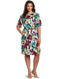 Jessica Howard Women's Plus Size Floral Blouson Dress, Multi, 14W