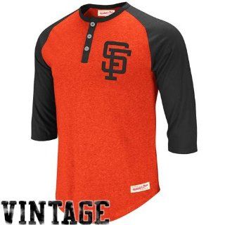 San Fran Giant t shirts : Mitchell & Ness San Francisco Giants Fastball Henley T Shirt   Orange : Sports Fan Apparel : Sports & Outdoors
