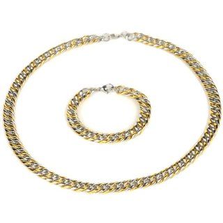 Topearl Thick 304 Stainless Steel Jewelry Set, Necklace & Bracelet: Stainless Steel Necklace And Bracelet Set For Men: Jewelry