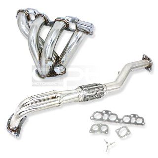 DPT, HDS NSG2091, T 304 Stainless Steel Chrome Exhaust Flex Pipe Manifold Header 2" Inlet with Gaskets and Bolts: Automotive