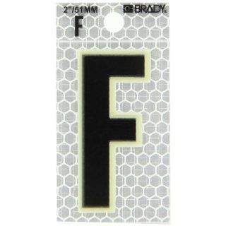 Brady 3000 F 2 3/8" Height, 1 1/2" Width, B 309 High Intensity Prismatic Reflective Sheeting, Black And Silver Color Glow In The Dark/Ultra Reflective Letter, Legend "F" (Pack Of 10): Industrial Warning Signs: Industrial & Scientifi
