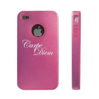 Apple iPhone 4 4S 4 Pink D4837 Aluminum & Silicone Case Cover Carpe Diem: Cell Phones & Accessories