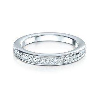 1.00 ct Lady's Round Cut Diamond Wedding Ring in 18 Karat White Gold: Wedding Bands: Jewelry