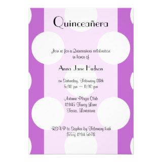 Quinceanera Artistic Retro Polka Dots Purple White Announcements