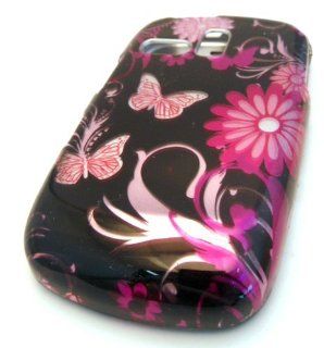 Samsung R355c Black Butterfly Garden Gloss DESIGN Case Cover Skin Protector NET 10 Straight Talk: Cell Phones & Accessories