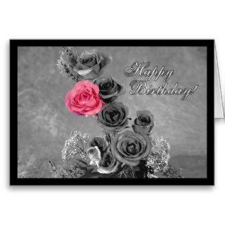 Happy Birthday! Pink Rose Greeting Cards