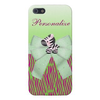 Cute Zebra Faux Green & Pink Texture Animal Print iPhone 5 Case