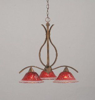 Aurora Lighting Bronze Finished Chandelier With Raspberry Crystal Shades    