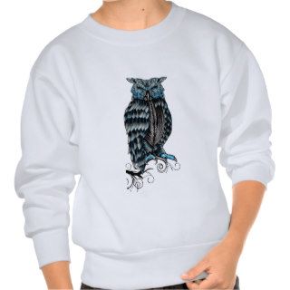 Blue Gothic Owl Halloween Pull Over Sweatshirts