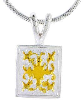 Hawaiian Theme Sterling Silver 2 Tone Flower Pendant, 1/2 (12 mm) tall: Jewelry