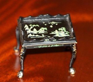 Dollhouse Miniature Hand Painted Oriental Tray Table: Toys & Games
