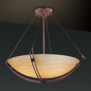 Justice Design PNA 9724 35 WAVE DBRZ Porcelina   Eight Light Bowl Pendant with Crossbar, Impression Option: Wave Shade Impression, Choose Finish: Dark Bronze Finish, Choose Lamping Option: Standard Lamping   Ceiling Pendant Fixtures  