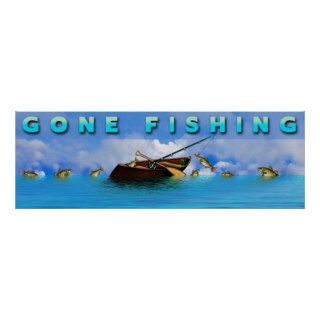 GONE FISHING POSTER   FISH ARE JUMPING
