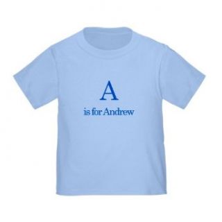 Personalized A is for Andrew Alphabet Letter Learn ABC Baby Infant Toddler Kids Shirt   CUSTOMIZE WITH ANY BOY OR GIRL NAME, Christmas Present Custom Gift Collection: Novelty T Shirts: Clothing