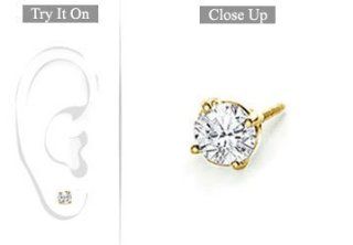 Fine Jewelry Vault SCMER18YG4RD033D Mens 18K Yellow Gold   Round Diamond Stud Earring   0.33 CT. TW. Fine Jewelry Vault Jewelry