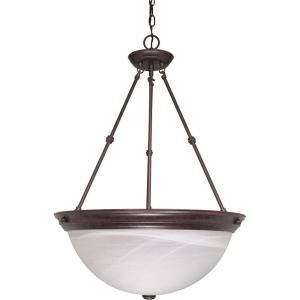 Glomar 3 Light Old Bronze Pendant with Alabaster Glass HD 212