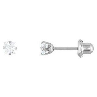 Stainless Steel Palladium Plated Cubic Zirconia Piercing Earring 03.00 Mm 21523: Jewelry