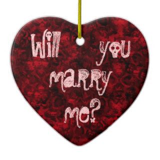 Gothic punk cute marriage proposal heart ornament