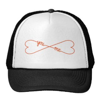 you and me, heart shaped infinity sign, mesh hats