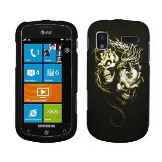Black Silver Green Dragon Double Skull Rubberized Snap on Design Hard Case Faceplate for Samsung Focus I917: Cell Phones & Accessories