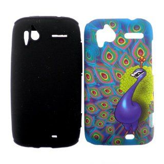 HTC Sensation 4G 4 G Purple Peacock Bird Animal Design Dual Layer Hybrid 2 in 1 Snap On Hard Protective Cover and Black Silicone Case Cell Phone: Cell Phones & Accessories