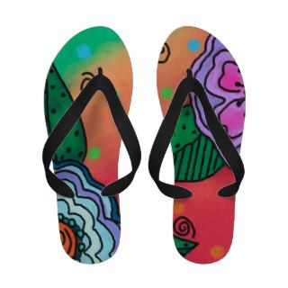 Funky Abstract Floral Flip Flops