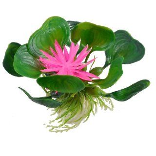 Oval Ceramic Base Aquarium Plastic Plant Ornament Decoration Green Pink : Pet Supplies